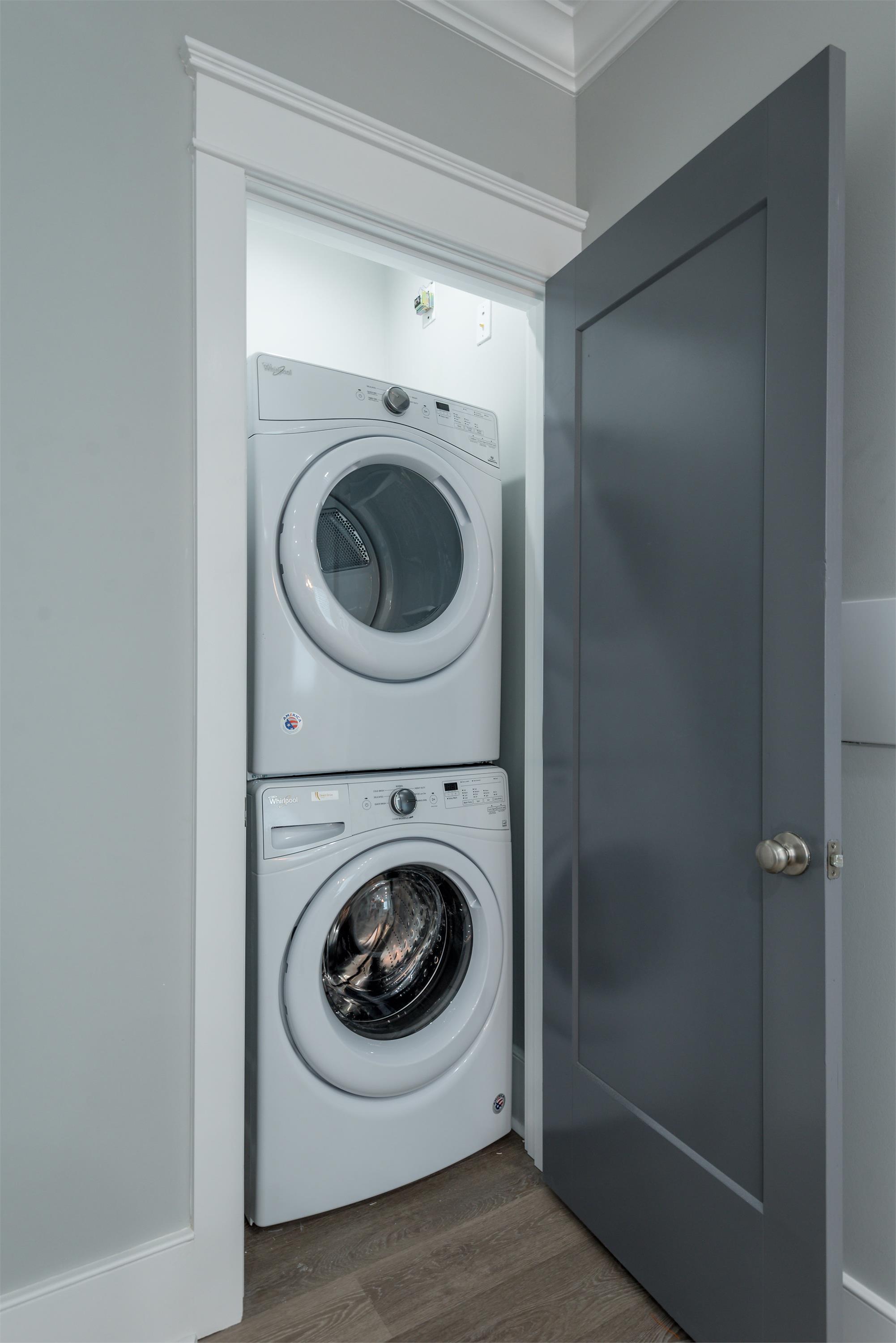 Stackable Laundry Unit Off Kitchen